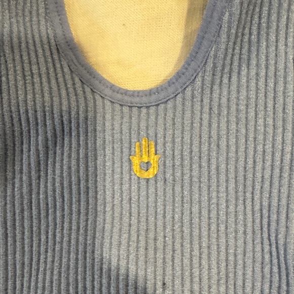 Blue Ribbed Crop Top - Picture 5 of 5